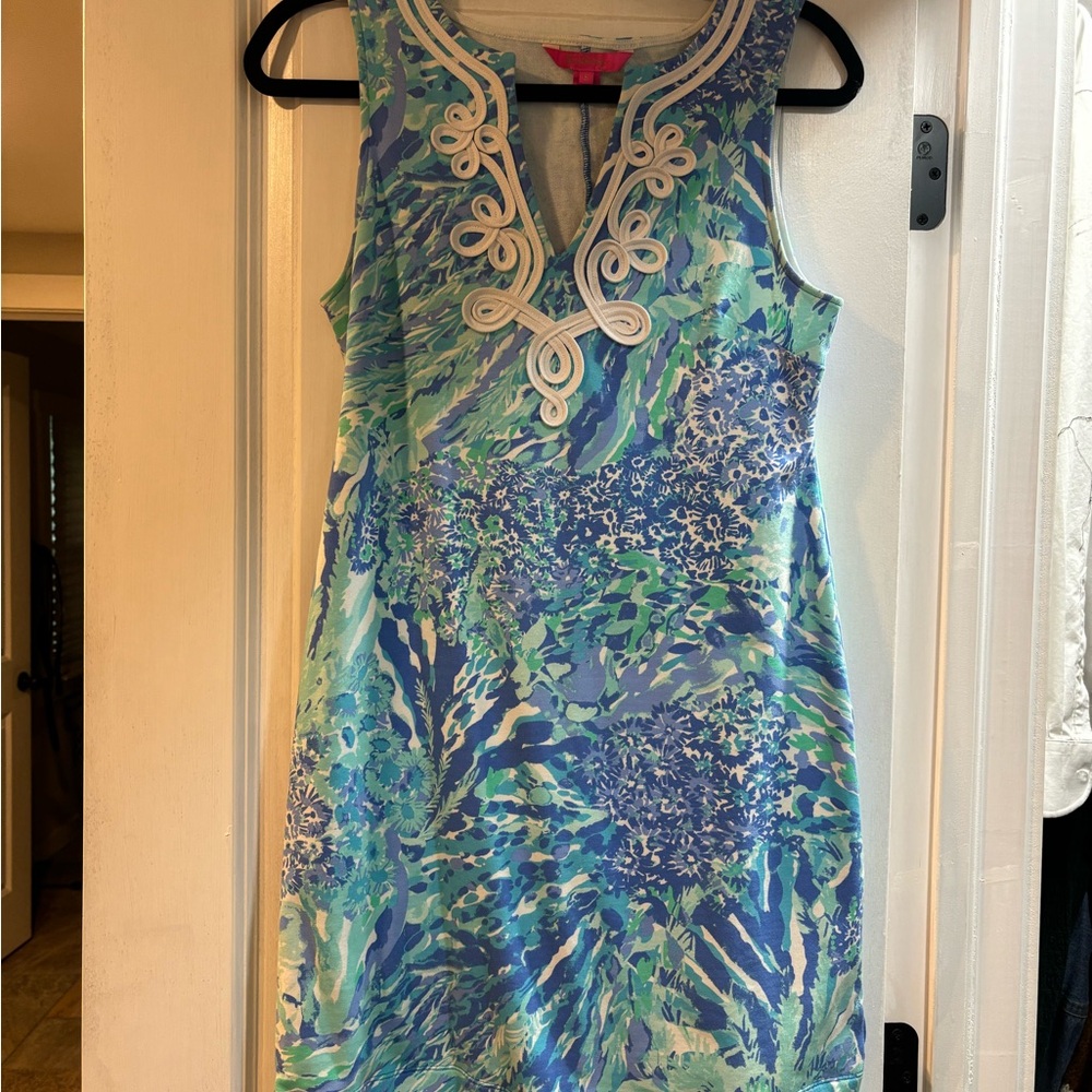Lilly Pulitzer Blue Embellished Sheath Dress Resort Wear